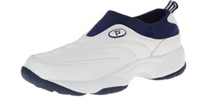 Propet Men's M3851 Wash & Wear Slip-on,White/Navy,11 X (US Men's 11 EEE)