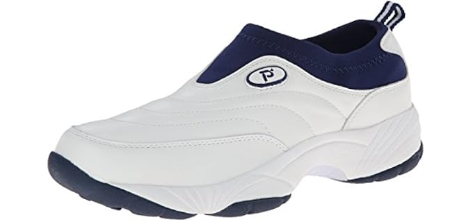 Propet Men's M3851 Wash & Wear Slip-on,White/Navy,11 X (US Men's 11 EEE)