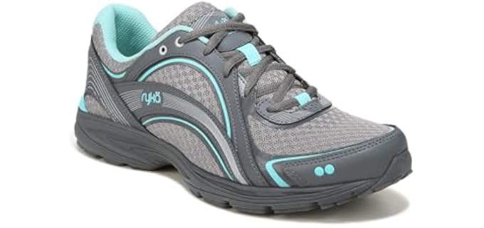 Ryka Womens Sky Walk Walking Shoes Grey Aqua Leather 7.5 M
