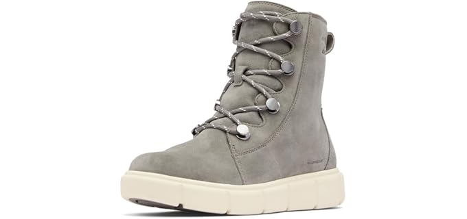 SOREL Women's Explorer lll Joan Waterproof Boot - Quarry, Chalk - 9.5