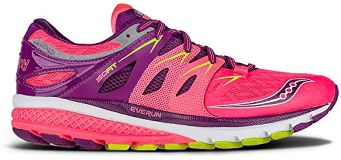 Saucony Women's Zealot Iso 2 running Shoe, Coral/Purple/Cotton, 7.5 M US