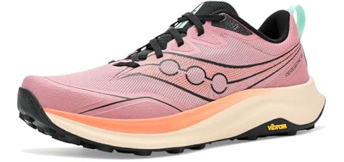 Saucony Women's Peregrine 16 Sneaker, Mauve/Salmon, 9
