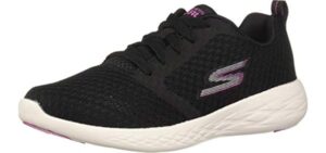 Skechers Women's GO Run 600 - CIRCULATE Shoe, Black/Pink, 6 M US