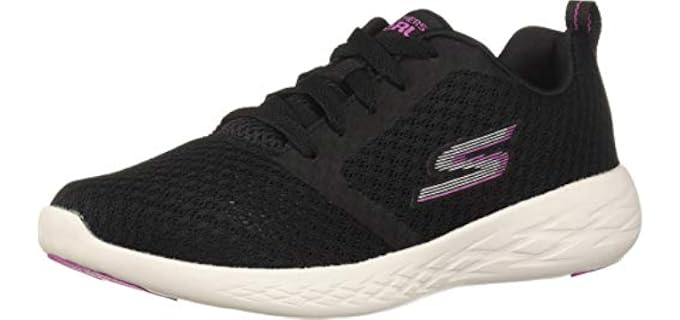 Skechers Women's GO Run 600 - CIRCULATE Shoe, Black/Pink, 6 M US