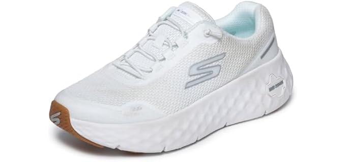 Skechers Women's Go Walk Max Cushioning Flex Sneaker, White/Silver, 7.5