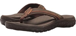 Skechers mens Relaxed Fit¿: Reggae - Cobano Flip Flop, Brown, 11 US