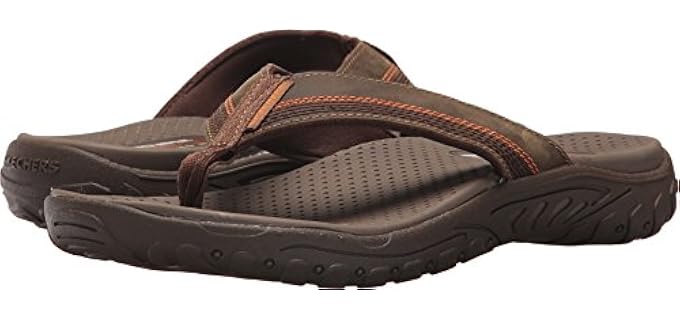 Skechers mens Relaxed Fit¿: Reggae - Cobano Flip Flop, Brown, 11 US