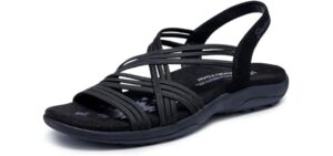 Skechers Women's Reggae Slim Simply Stretch Sandal, Black, 9