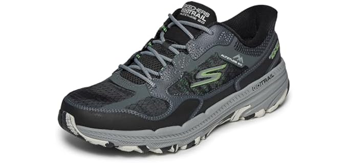 Skechers Men's GO Run Trail Altitude 2.0 - Rocky Hill Trail Running Shoes, Black/Gray, 11