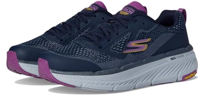 Skechers Women's Max Cushioning Premier 2.0 Sneaker, Navy/Purple, 7
