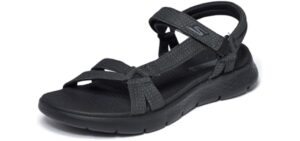 Skechers Performance Women's GO WALK FLEX SANDAL - SUBLIME,Black/Black, 8
