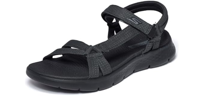 Skechers Performance Women's GO WALK FLEX SANDAL - SUBLIME,Black/Black, 8