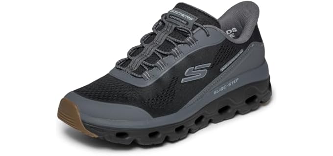 Skechers Men's Glide-Step Sole Hands Free Slip-in Sneaker,Black/Charcoal,11