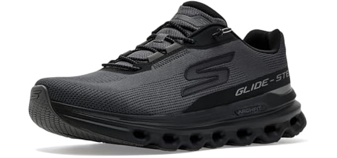 Skechers Men's Go Run Glide Step Arch Fit Ackler Sneaker, Black/Charcoal, 10.5
