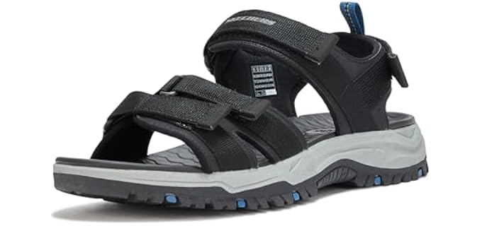 Skechers Men's Prewitt Four Strap Open Toe Sandal, Blk, 11