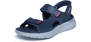 Skechers Men's Hands Free Slip-Ins Go Walk Flex Easy Entry Sandal, Navy/Red, 11