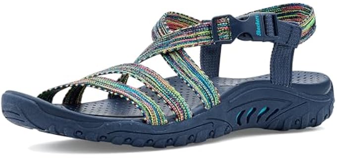 Skechers Women's REGGAE - TROPICAL TRAIL, Multi strap trail sandal, Navy/Multi, 8.5M
