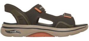 Skechers Men's Slip-Ins: Go Walk Arch Fit 2.0 Rios Sandal, Olive, 9 | Hands Free Slip-Ins, Contoured Arch Fit Footbed, Ultra Go Cushioning, Dual-Density Outsole, Adjustable Straps
