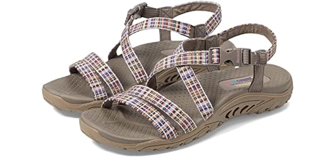Skechers Women's REGGAE - BOLD AMBITION, Quarter Buckle SlingbackTaupe Multi, 8M