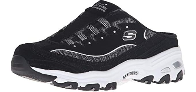 Skechers Women's D'lites Resilient Slip-On Mule Sneaker, Black/White, 5