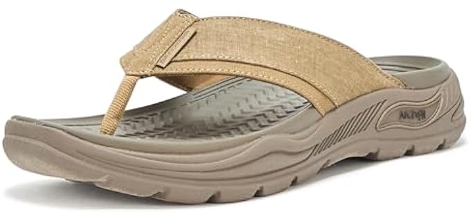 Skechers Men's Arch Fit Motley Sd-Rigel Canvas Thong Sandal, TPE, 9