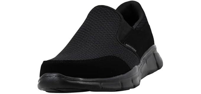 Skechers Men's Equalizer Persistent Slip-On Sneaker, Black/Black, 10.5 W US
