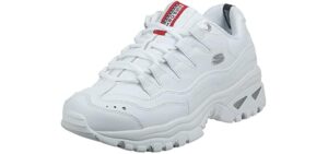 Skechers womens Energy fashion sneakers, White Mesh/Leather, 5 Wide US