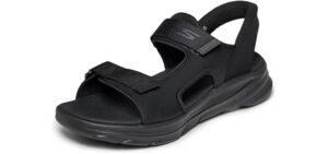Skechers Men's Go Walk 8 Quarter Strap Hands Free Slip-Ins Sandal, Black/Black, 10