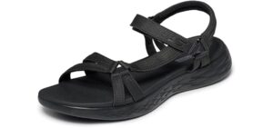 Skechers womens On-the-go 600 - Brilliancy Sport Sandal, Black, 9 US | 5-Gen Technology, Contoured Goga Mat Footbed