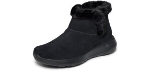 Skechers Women's On-the-go Go Walk Joy - Bundle Up Boot, Black/Black, 7 | Autumn Winter Collection | Boot | Slip On | Flat | Fur Lining