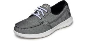 Skechers Women's Go Walk Lite - Isla Boat Shoe, Black/White, 8 Wide