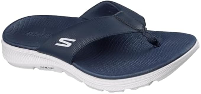 Skechers Men's Go Consistent Sandal 2.0 CantonFlip Flop, Navy blue synthetic white trim, 12 US
