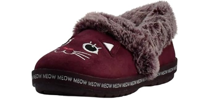Skechers Women's Bobs Too Cozy Meow Pajamas Slipper, Burgundy, 8.5 M US