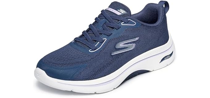 Skechers Women's Go Walk Arch Fit 2.0 Cassy Sneaker, Navy/Lavender, 7 Wide