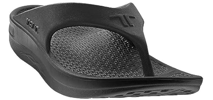 Telic Unisex Adult Energy Flip Flop, Midnight Black, 10 Women/9 Men | Pillow-Soft, Supportive, Lightweight, Waterproof, Shock-Absorbing - Perfect for Beach & Pool
