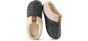 ULTRAIDEAS Women's Indoor Bedroom Slipper with Memory Foam, Gift for Women, Wool-Like House Shoe with Anti-Skid Rubber Sole for Ladies (8.5, Grey)