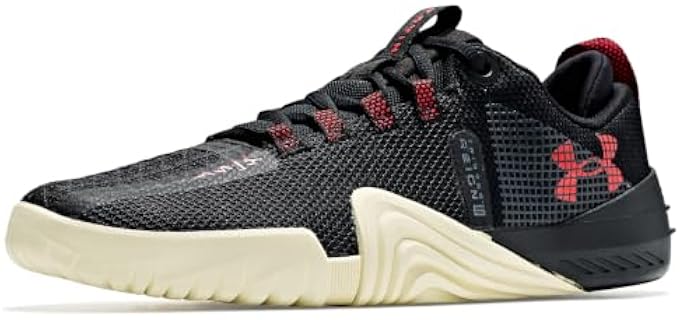Under Armour, Mens, TriBase Reign 6, Black/Winter White/Racer Red, Men 10 Medium