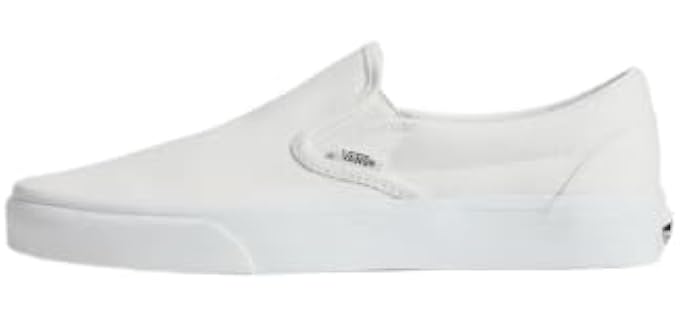 VANS Classic Slip Ons Skate Shoes Sneakers Canvas Surf True White 8 Men 9.5 Women