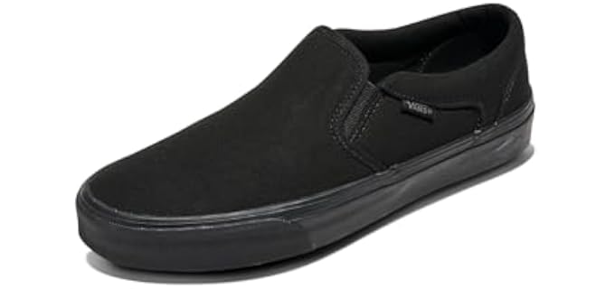 Vans Men's Asher Slip-On Shoe, Black/Black, 11