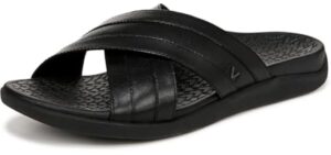 Vionic Men's Tide Slide Slide Sandal Black Leather 9 M
