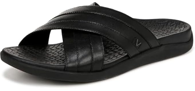 Vionic Men's Tide Slide Slide Sandal Black Leather 9 M