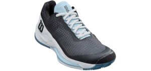 WILSON Rush Pro 4.0 Clay Women's Tennis Shoe - Black/White/China Blue, Size 7.5 US