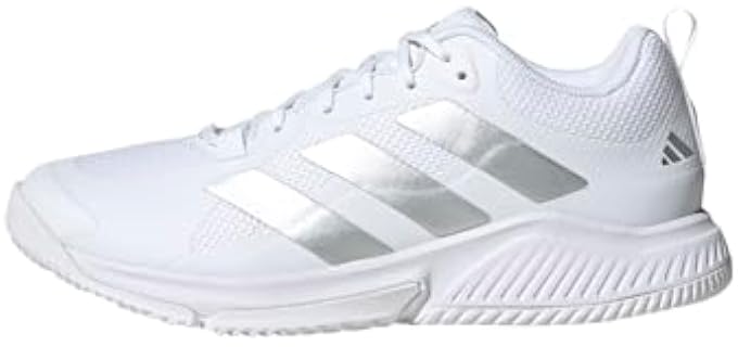 adidas Women's Court Team Bounce 2.0 Sneaker, White/Silver Metallic/Grey One, 9.5