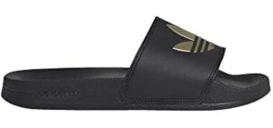 adidas Originals Women's Adilette Lite Slide, Core Black/Core Black/Matte Gold, 6