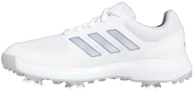 adidas Women's Tech Response 3.0 Golf Shoes, Footwear White/Silver Metallic/Blue Fusion, 9