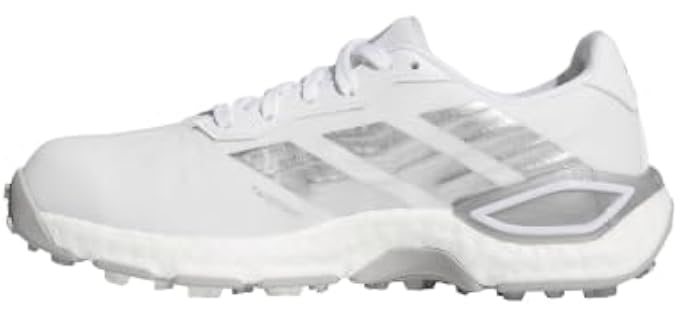 adidas Women's CODECHAOS 27 Spikeless Golf Shoes, Footwear White/Silver Metallic/Grey Two, 8.5