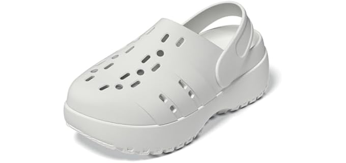 adidas Womens Adilette Clog Platform Sportswear, White/White/White, 7