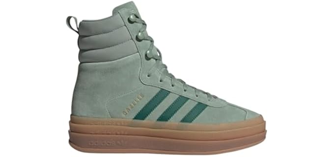 adidas Gazelle Boot Suede Womens Shoes Size 8, Color: Silver Green/Collegiate Green/Gold Metallic