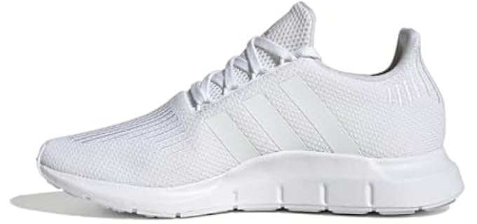 adidas Womens Swift Run White/White/Gold Metallic 7.5 | Casual Shoes, Running-Inspired, Knit Upper, Lace Closure, For Everyday Wear, Regular Fit, Runs Large